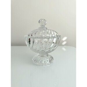 Crystal Baccarat Bambous Tors Swirl Lidded Dish Compote Candy Dish 7” Vintage